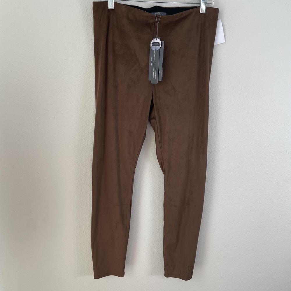 NEW Lysse Leggings Womens‎ XL Brown Vegan Suede High Rise Ankle Pull On Shaping